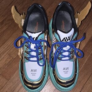 Anthony Wang Winged Sneakers - Blue and Gold